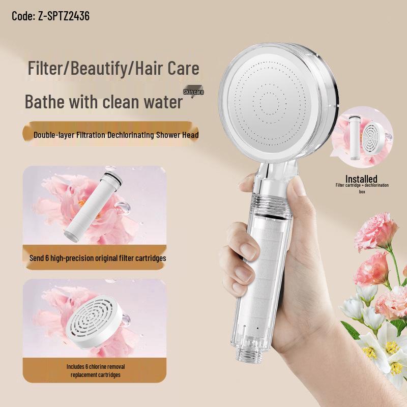 Acrylic Double Dechlorination Antibacterial Shower Head with Purifying Supercharging Filter