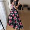 ZANZEA Women Summer Round Neck Casual Floral Print Sleeveless Dress