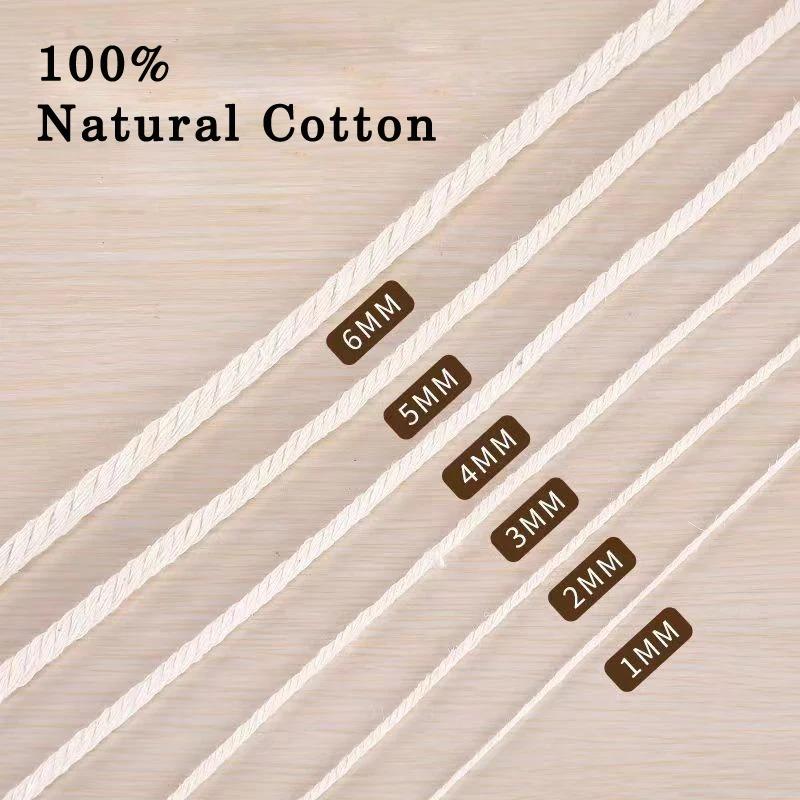 Handmade Macrame Cord Boho Decor 1/2/3/4/5/6mm Beige Cotton Cord Rope Twisted String DIY Home Wedding Decoration Supply