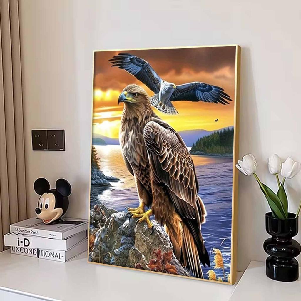 Eagle Diamond Art Kit, 5D DIY Animal Dot Diamond Cross Stitch Crafts and Crafts Suitable for Decorating Home Murals