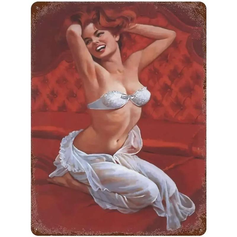 Pin-Up Girl Metal Sign, Vintage Wall Art Decor 30x20cm