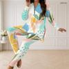 Women Plus Size Printed Half Zip Long Sleeve Longline Top And Fitted Pants Two Piece Set