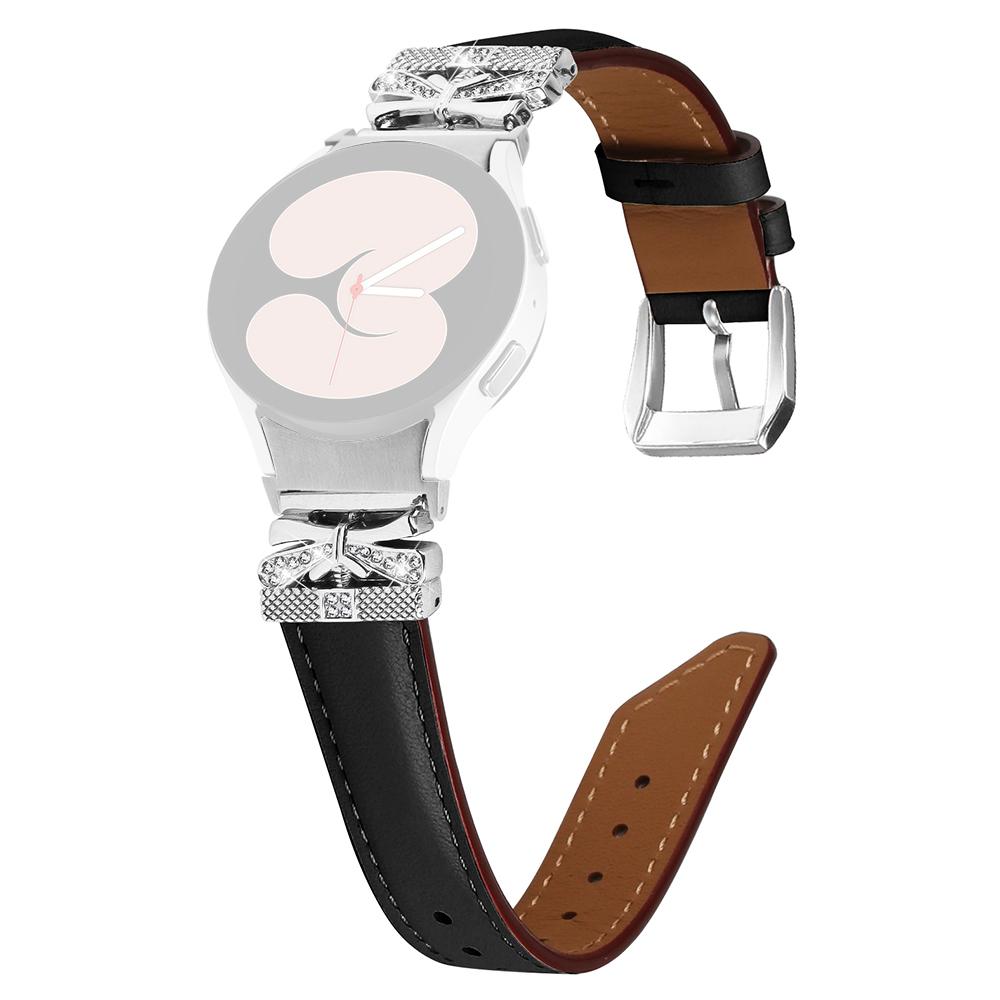 

Silver Buckle Butterfly Decor Strap for Samsung Galaxy Watch4/Watch5/Watch4 Classic/Watch4 Active/Watch5 Active Wristband Black