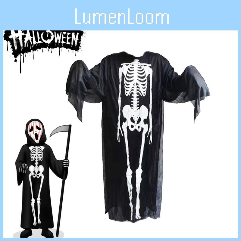 Halloween Skeleton Ghost Fancy Dress Cosplay Costume For Adults And Kids