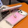 For iPhone 17 Pro Max Case with Ring Kickstand Rhinestone Edge TPU + PC IMD Phone Cover