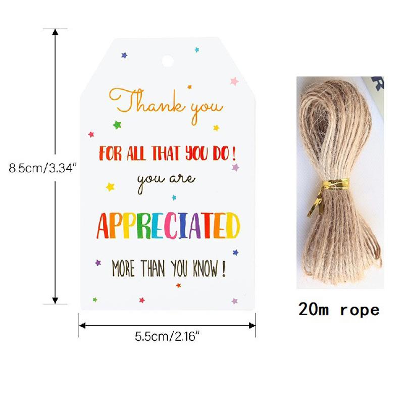 50pcs/100pcs Thank You Party Favors Tags,Thank You Gift Tags with String,Rainbow Thank You Tags, Making My Party So Bright Tags
