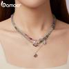 BAMOER Purple Crystal Necklace Colorful Transparent Basic Beads Chain for Women Teens Stacking Jewelry 925 Silver