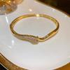 18K Gold Snake-shaped Zirconia Bracelet - European & American Design, Luxurious High-end Jewelry
