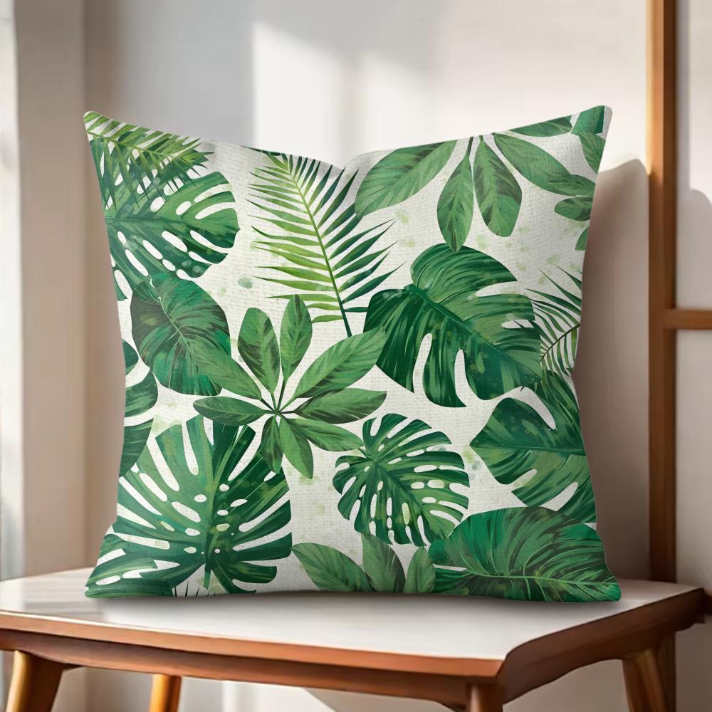 Palm leaves Cushion Cover Natural Linen Organic Fabric DoubleSided Printing Couch Pillow Covers Home Decor Gift