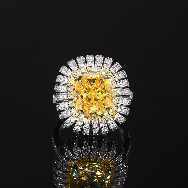 Jewelry High Carbon Diamond Ice Flower Cut Colored Diamond Copper Inlaid Light Luxury Pendant 1 Set 0 * 12