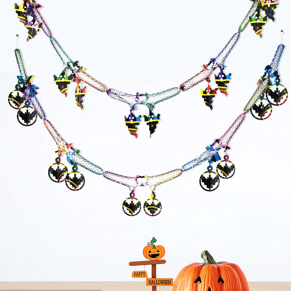 Cheerful Halloween Themed Hanging Decorations With Colorful Pumpkin Ghost Bat And Spider Designs
