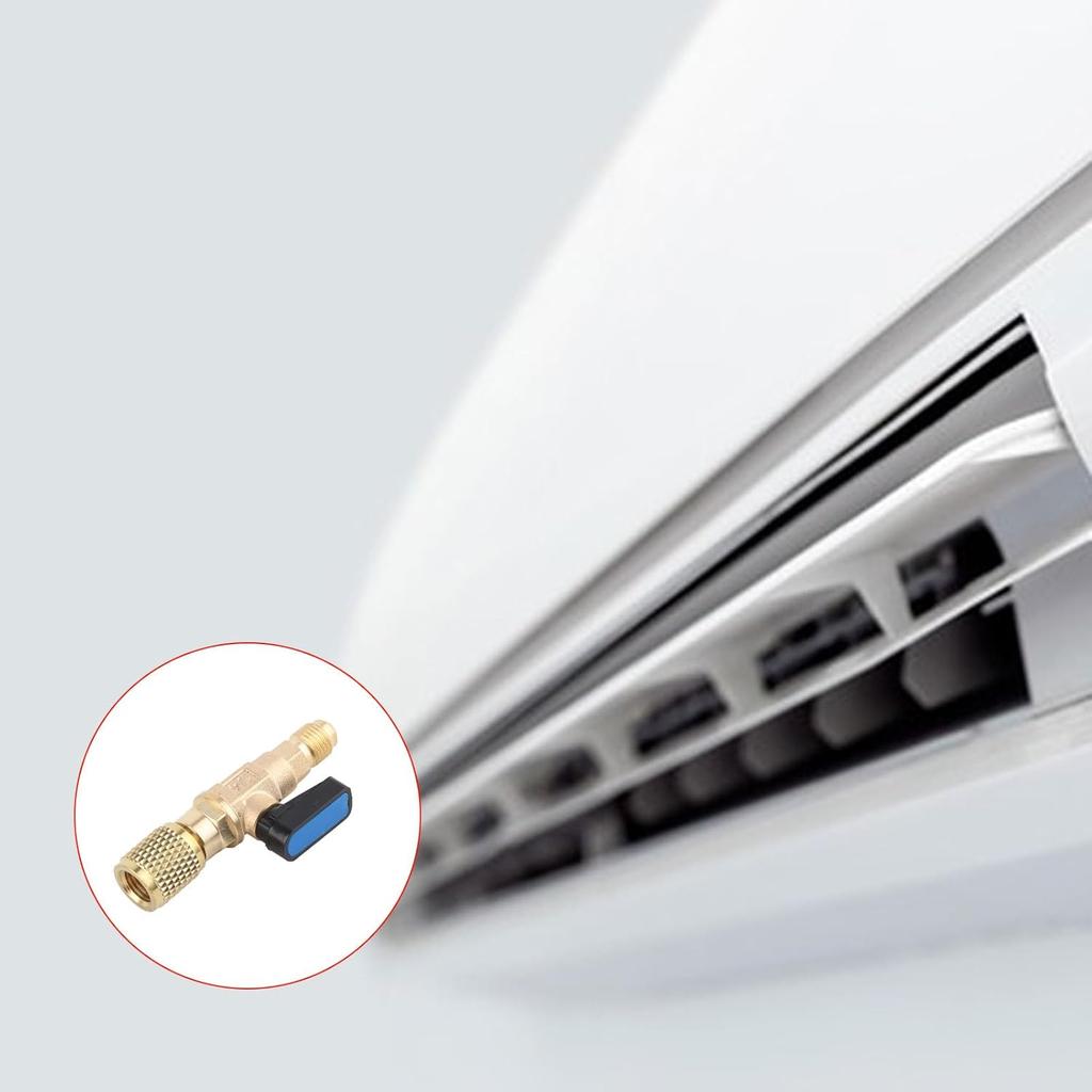 Air Conditioner Ball Valve 1/4 Inch SAE Adapter R22 Air Conditioning Liquid Hose Valve Straight Shut Off Valve for HVAC AC Automotive Service Tools