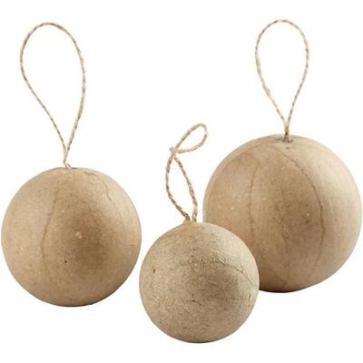 Handmade Round Paper Mache Balls In 3 Sizes with Jute String for Hanging. Ref 510313