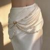 Golden Multilayer Body Chain Y2K Beadeds Body Chain Fashion Pearl Waist Chain  Character Playing