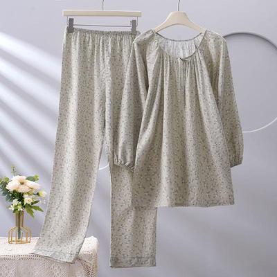 Women's Lyocell Silk Pajama Set - Spring/Autumn, Long Sleeve, Plus Size, Printed, High-End Feel, Maternity Wear