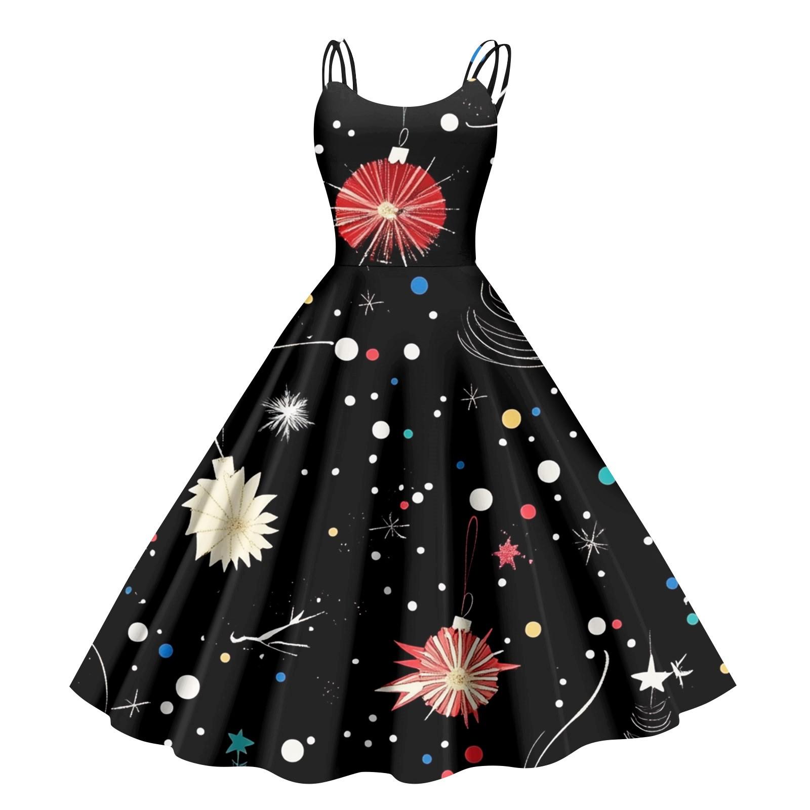 

Женские рождественские подарки, напечатанная шапка Санты, сексуальное платье с открытыми плечами в стиле панк-винтаж XL