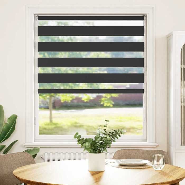 VidaXL Store zèbre noir 95x150 cm largeur du tissu 90,9 cm polyester, store à enrouleur zébré, store zébré pour fenêtre, 4014234