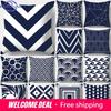 Dark Blue Geometric Pattern Decorative Pillowcase Bedding Home Decoration Cushion Pillowcase