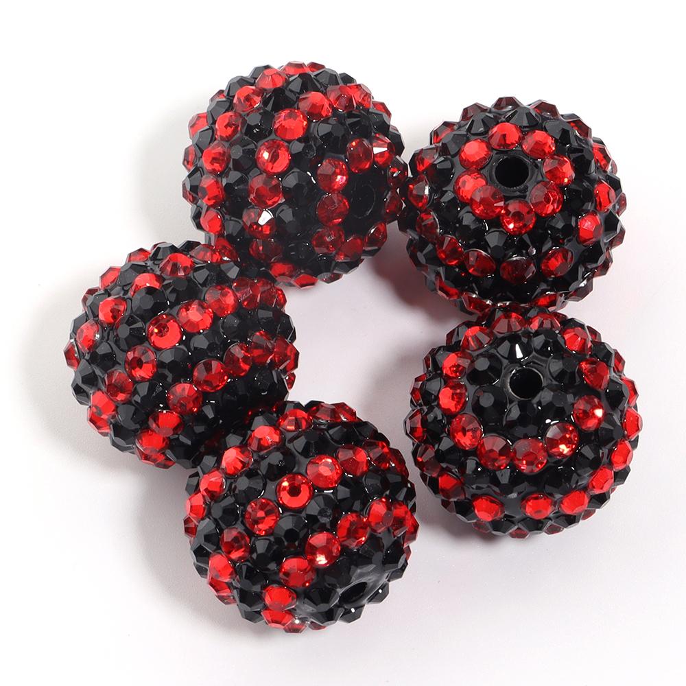 5pcs 20mm Rhinestone Resin Ball Beads Colorful Stripe Round Loose Beads For Jewelry Making DIY Bracelets Phone Chain Keychain