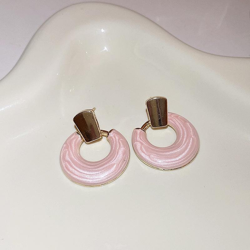 Розовые Серьги-гвоздики с Цветами и Кристаллами, Бахромой, Серьги-гвоздики, Маленькие Свежие Серьги