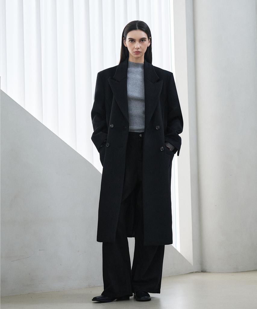 PLUNASTUDIO Wool Classic Double Coat_Black