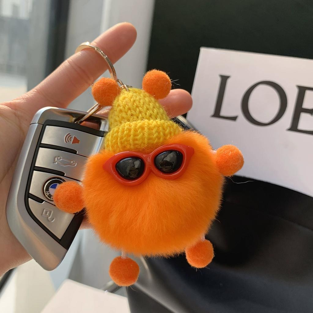 Real Rex Rabbit Hair Coal Ball Elf Ins Internet Celebrity Cute Bag Pendant Plush Doll Car Keychain Pendant