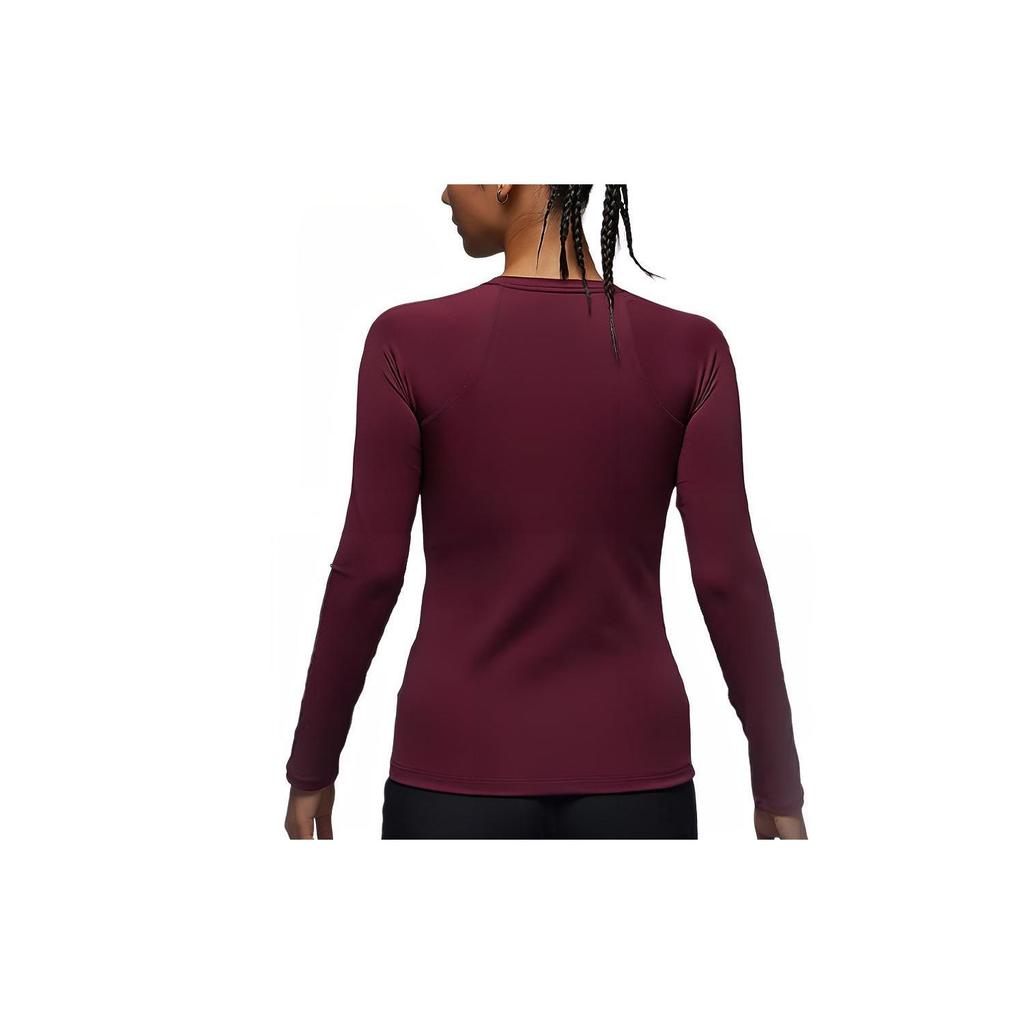 Jordan Solid Logo Round Neck Quick-Dry Long Sleeve Raglan T-Shirt Women Tops Deep-Red FN5111-681