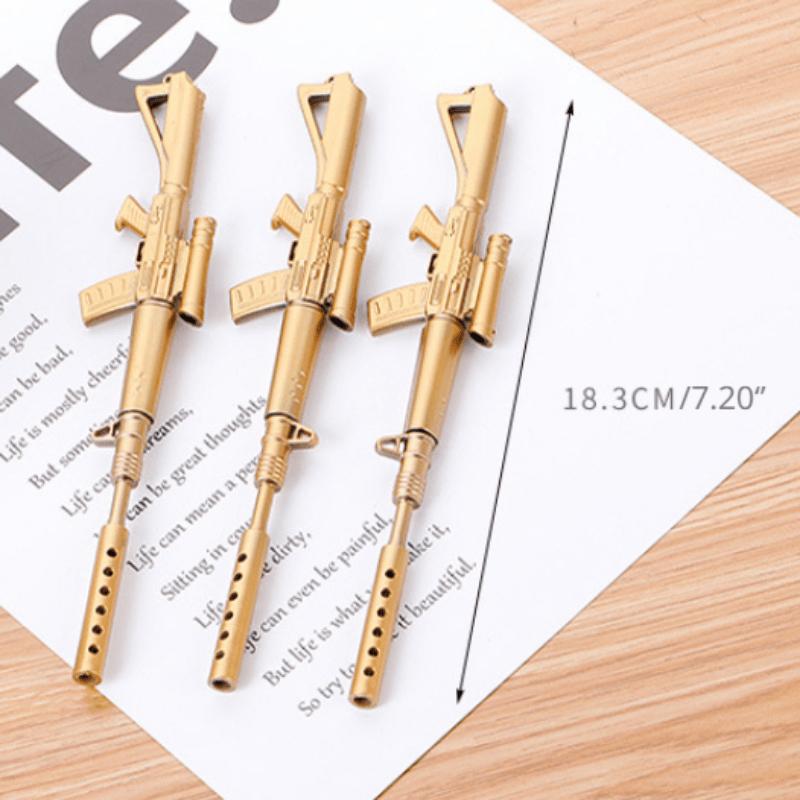 3Pcs/Set New Arrival Creative Stationery Gun Gel Pen Replaceable Pen Refill for Toy or Gift 0.38mm (Color: Gold)