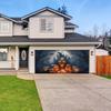 Halloween garage door banner designed with a skeleton wizard - Ghost House Fortress and Bat Background.PMJ