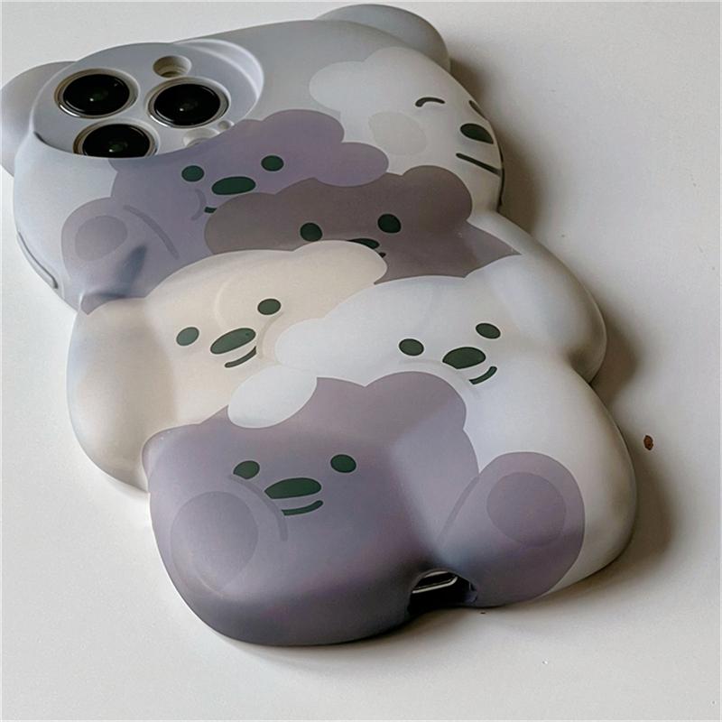 Ins Japan Cute 3d Cartoon Bear Flower Phone Case For Iphone 13 12 11 Pro Xs Max X Xr Cartoon Animal Shockproof Soft Back Cover