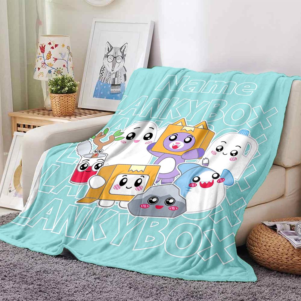 Custom Name LankyBox Theme Printed Blanket - Perfect for Couch, Bed, Travel & Outdoor Use | Machine Washable, Cozy & Durable.