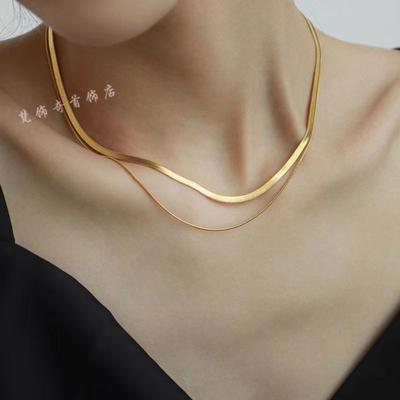 High Sense Necklace Niche No Pendant Snake Bone Chain Thin Neck Chain Bare Chain Accessories Trendy Internet Celebrity Collar Collarbone Chain Women