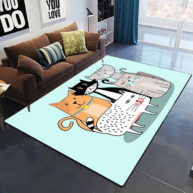 Cute Cat Carpet Yoga Living Room Children's Crawling Mat Picnic Mat Kawaii Rug Doormat Area Rug Games Area Washroom Floor Mat