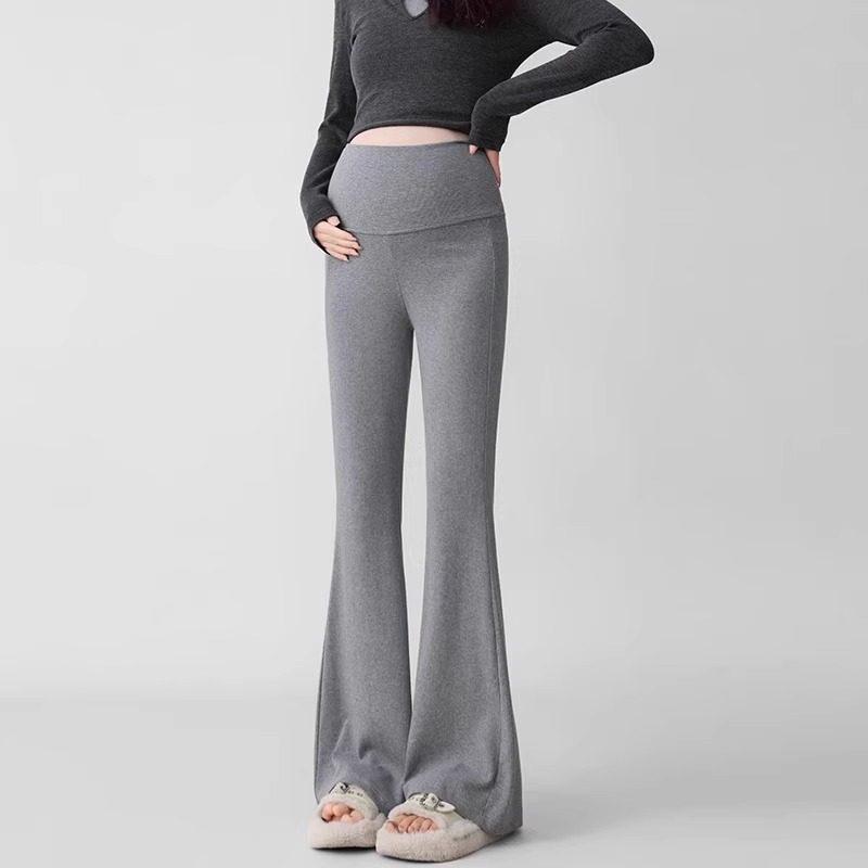 

2026 New Style Maternity Knit Micro-Flare Pants: Spring/Autumn Drape, Support Belly, Petite Wide-Leg Large [110-135 lbs]