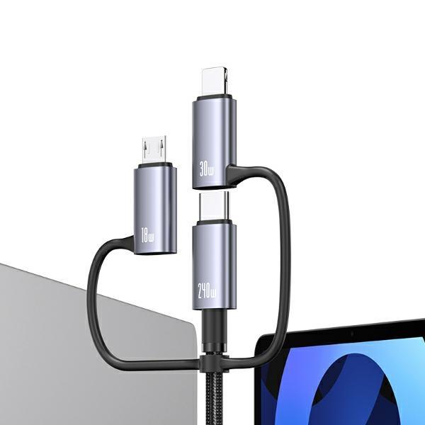 Kabel 6w1 USB USAMS 240W 2m Szybkie ładowanie Aluminiowy Szary