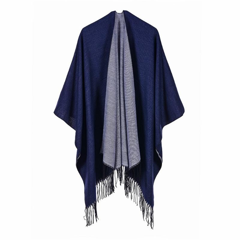 Street women's scarves are versatile in autumn and winter, air-conditioned rooms are warm and dual-purpose, monochrome fringed shawl cape
