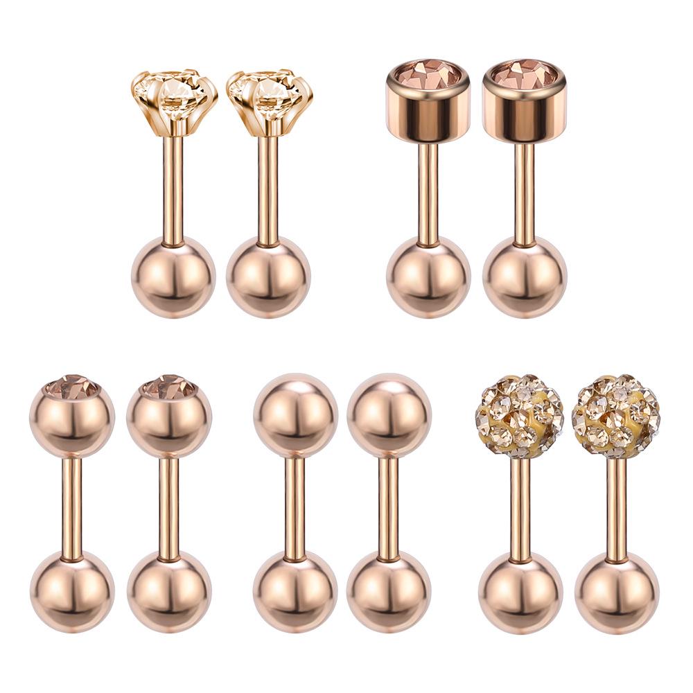 

Серьги-пусеты из циркония цвета розового золота для пирсинга хряща, нержавеющая сталь, стройнящий эффект, индивидуалистичный дизайн