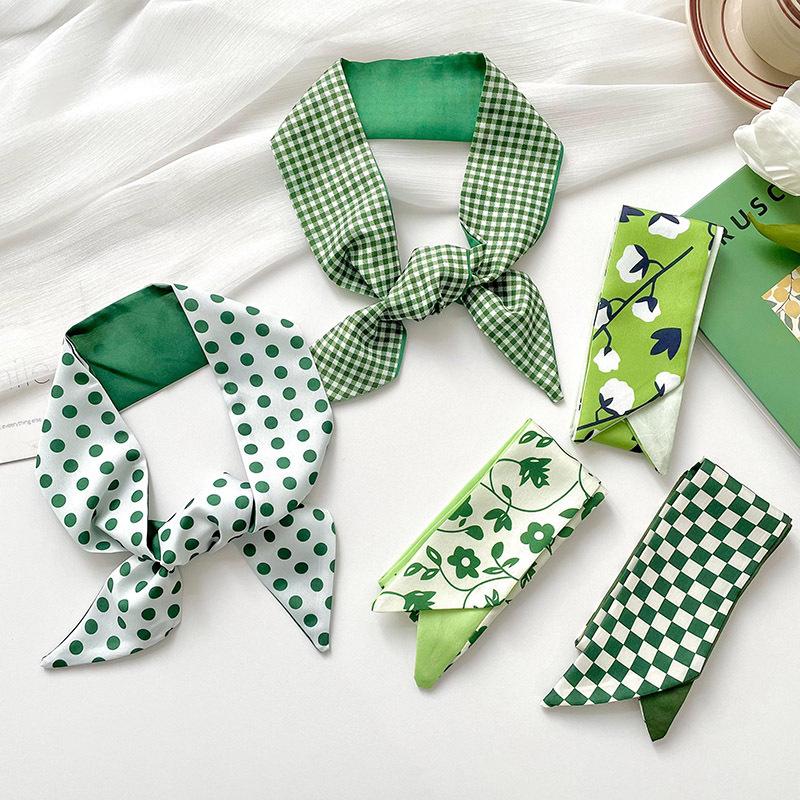 6x83CM Long Silk Scarf For Women Style For Spring And Summer Ribbon Headband Hair Tie Bag Decoration Professional Long Scarf