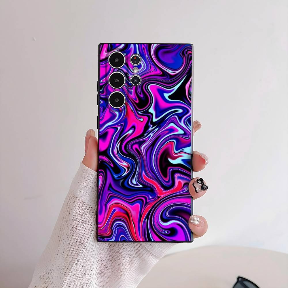 Fashion Neon Swirls Phone Case For Samsung Galaxy S25 S24 S22 S23 Ultra S21 S20 Plus 5G Frosted Non-Slip Full Cover Soft Case