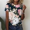 Summer Floral Leaf Gradient 3D Print T-shirts Women Streetwear Casual Fashion Y2k Short Sleeve T Shirt O-neck Tees Tops Clothing