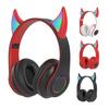 Bluetooth-compatible Headphone LED Devil Ear HiFi Glowing Cute Stereo Bass Wireless Headset