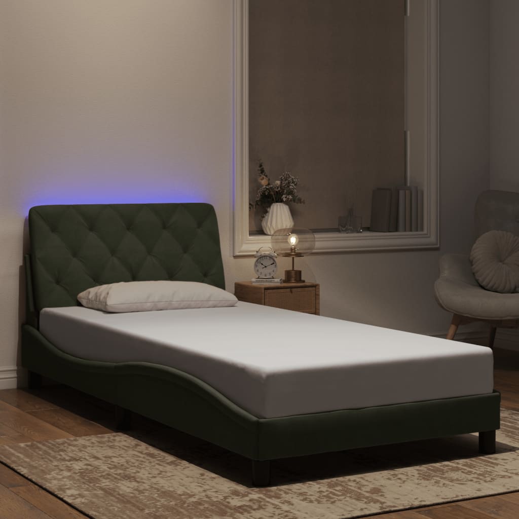Vidaxl Rama Łóżka Z Led, Jasnoszara, 100X200 Cm, Aksamitna