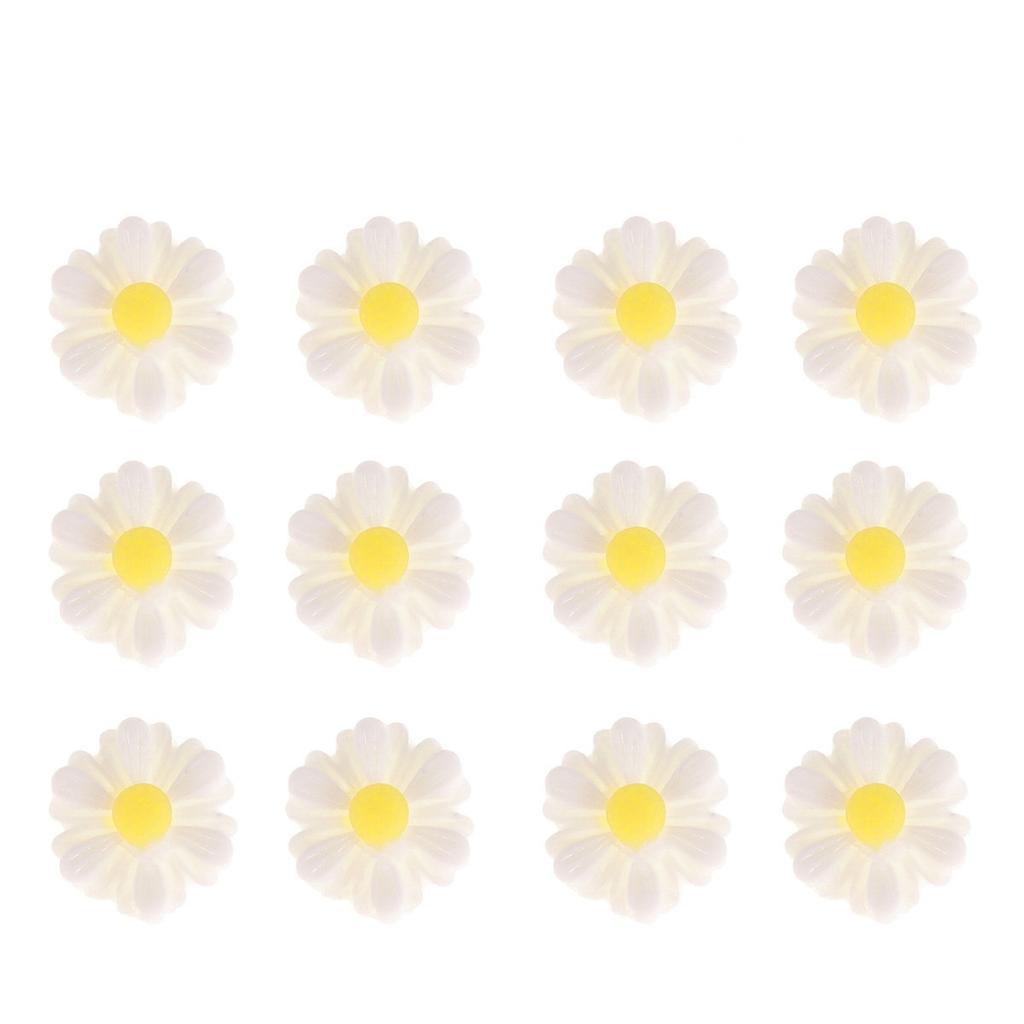 20Pcs 9Mm White Plastic Flower Beads Daisy Accessories for Handmade Jewelry Pendants Charms Resin Art Craft DIY Decorations