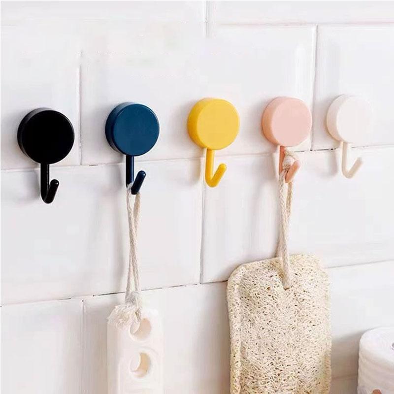 5/10PCS Self Adhesive Wall Hook Strong Without Drilling Clothes Toilet Bathroom Door Kitchen Towel Hanger Home Table Locker Hook