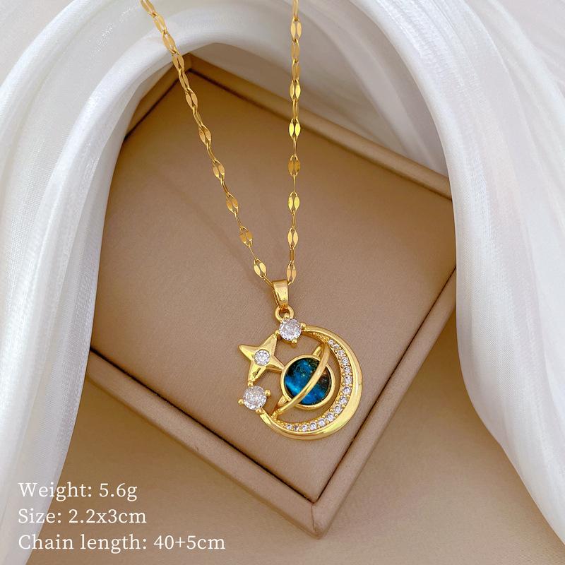 Planet Starry Sky Full Of Diamonds, Slightly Inlaid Design Temperament Shining Necklace Female, Simple Pendant