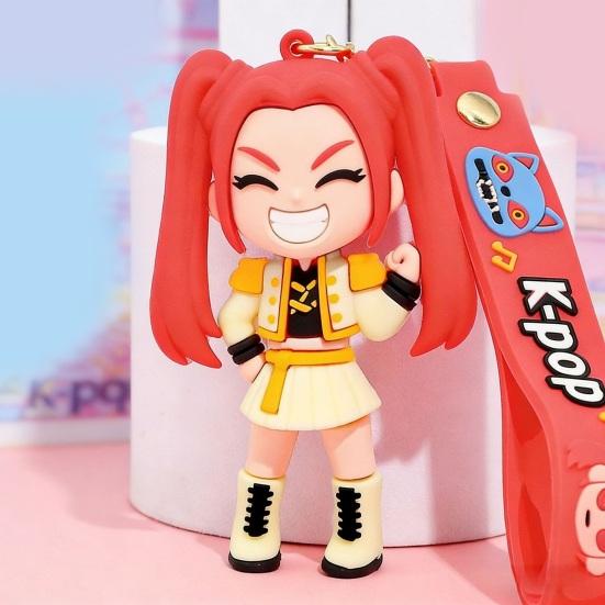 Keychain Pendant Cartoon Anime Design with Metal Lobster Silicone Keychain Clasp Wrist Strap Idol Group Keychain