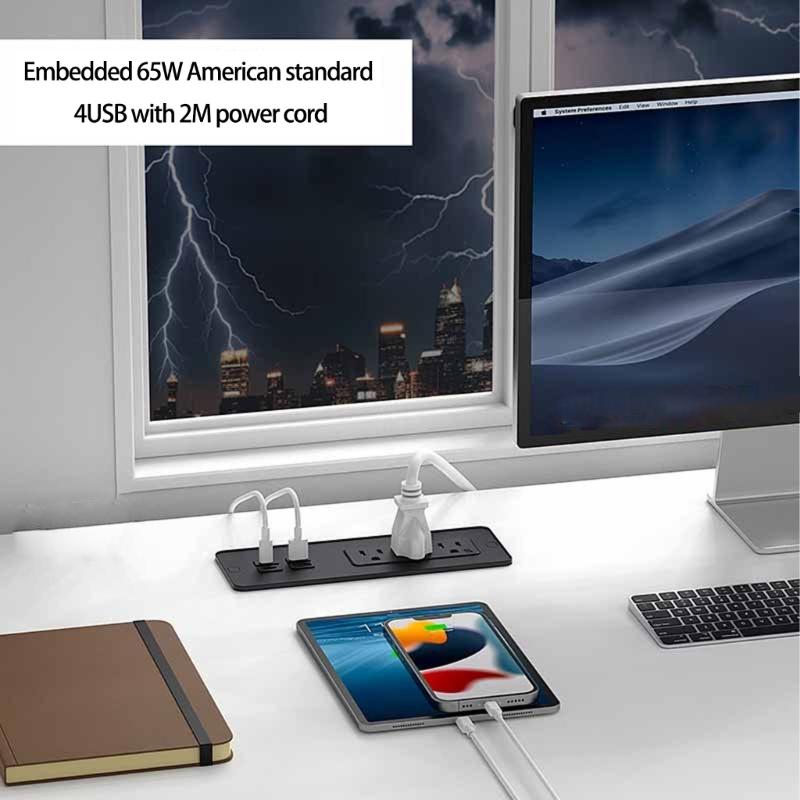 Desk Recessed Charging Socket Charging Port Socket Desktop Charging Station Installation Multipurpose Circuit for Home