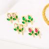 Floral Tulip Stud Earrings For Women Copper Glass Spring Fashion Jewelry