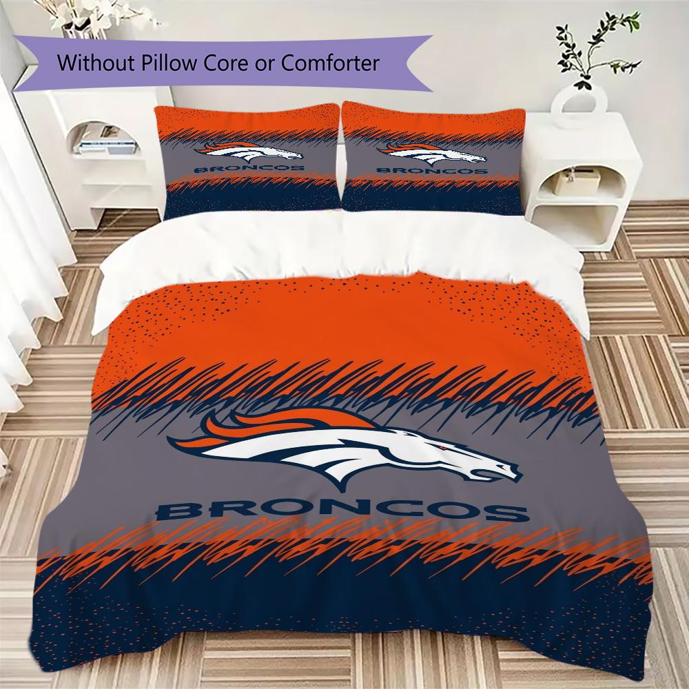 Denver Broncos Pattern Bedding Uilt Set Uilt Cover Pillowcase Home Decoration Birthday Gift (1*duvet Cover + 2*pillowcase Without Core)