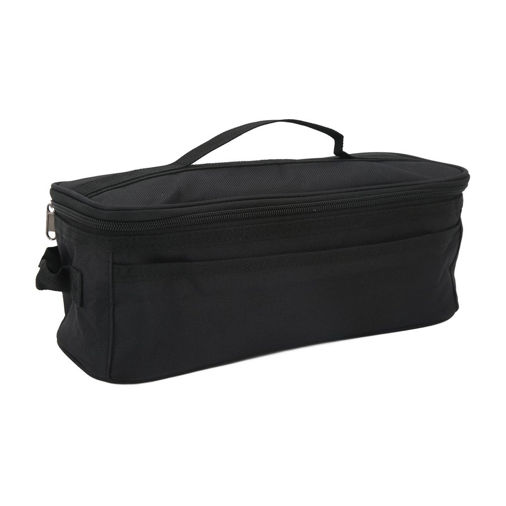 Camping Bag Large Capacity Double Zipper Tableware Storage Bag with Handle for Outdoor Black